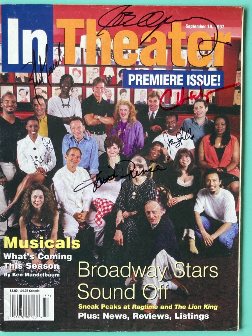 Signed Robert Cuccioli Chuck Wagner + 4 In theater Magazine September 19 1997